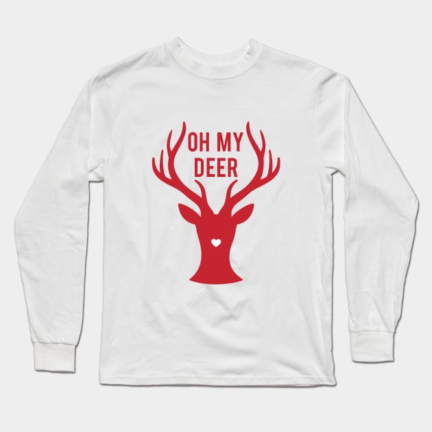 Oh my deer, red reindeer Long Sleeve T-Shirt by beakraus